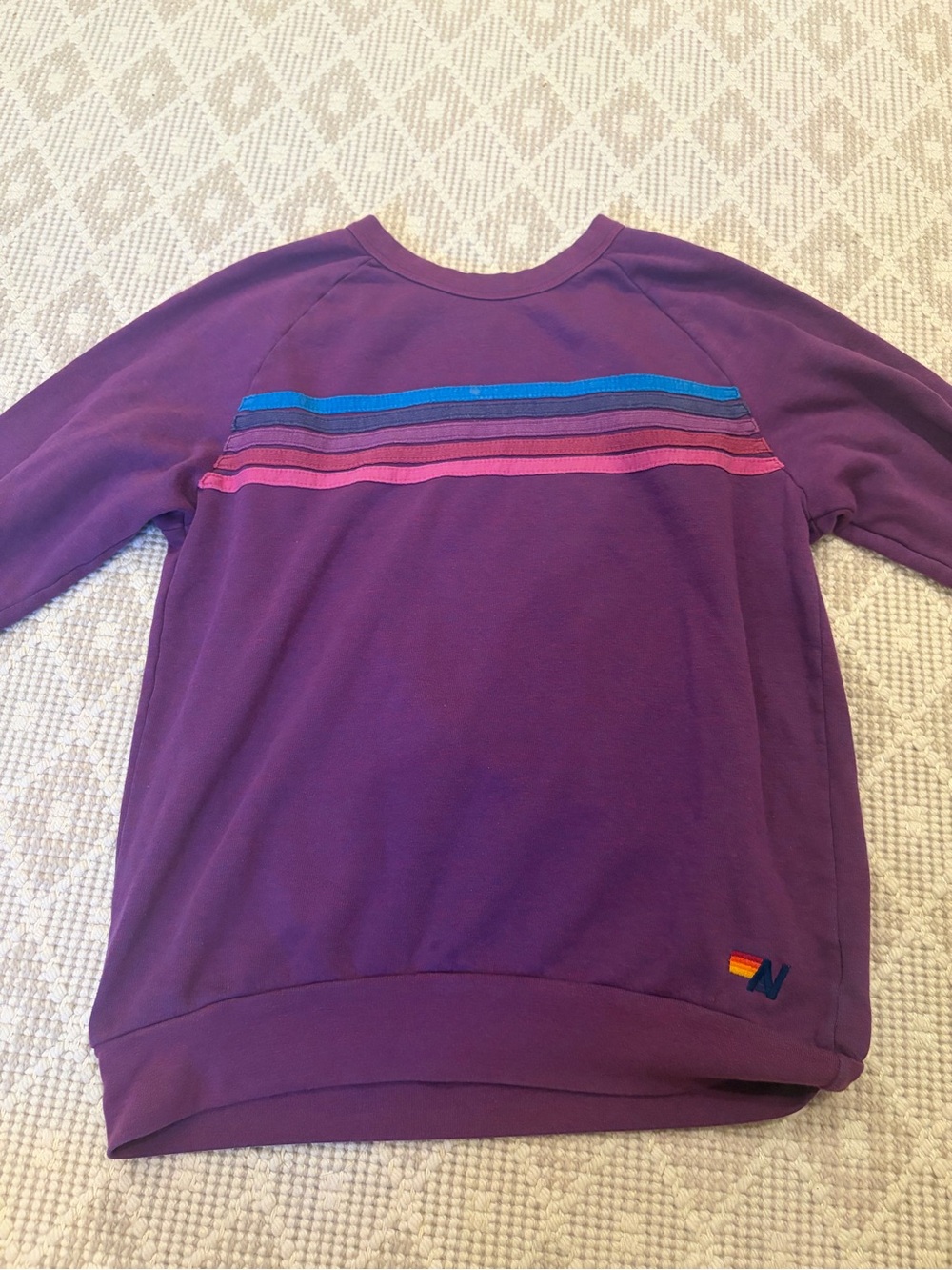Aviator Nation Purple 5 stripe crew